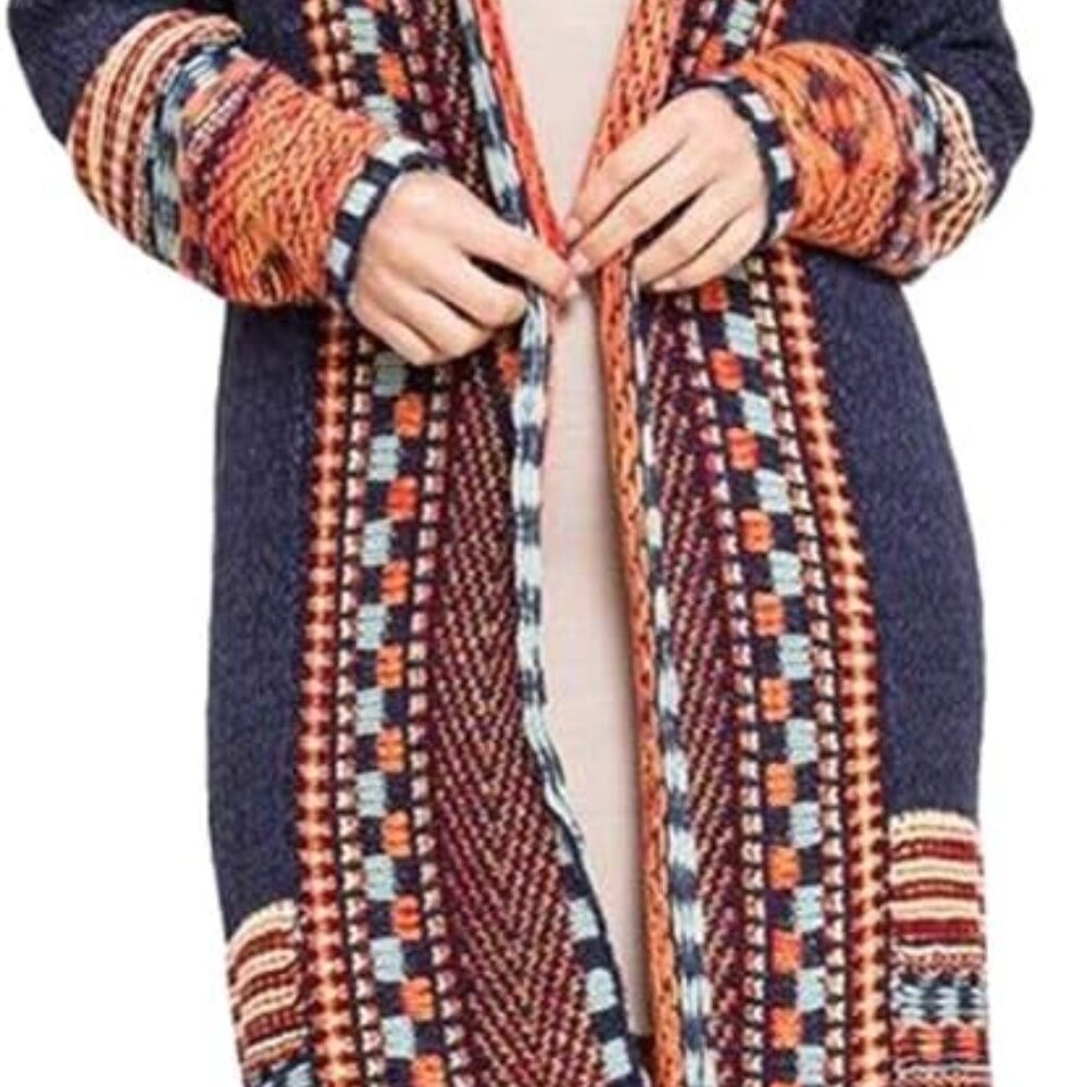 Women Boho Cardigan Sweater Long Open Front Maxi Knit Sweaters Aztec Tribal Tass